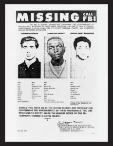 FBI Missing poster for three young men who went missing near Philadelphia, Mississippi, June 21, 1964.